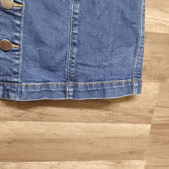 Loft Jean Mini Skirt Size 0 Womens Blue Denim Button Front High Rise Medium Wash - Picture 11 of 14